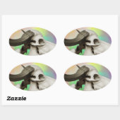 Buffelschedel op Waterverf achtergrond Ovale Sticker (Vel)