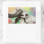 Buffelschedel op Waterverf achtergrond Rechthoekige Sticker (Tas)