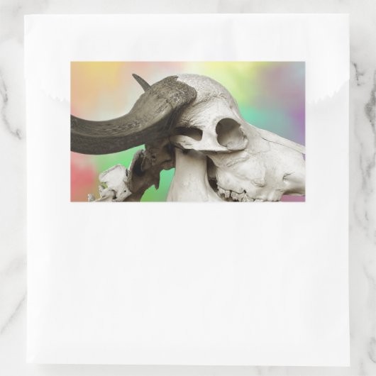 Buffelschedel op Waterverf achtergrond Rechthoekige Sticker (Tas)