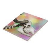 Buffelschedel op Waterverf achtergrond Tegeltje (Zijkant)