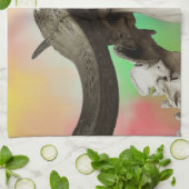 Buffelschedel op Waterverf achtergrond Theedoek (Gevouwen)