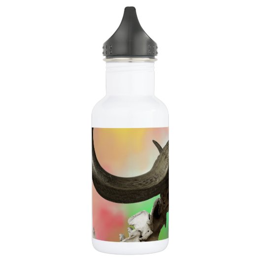 Buffelschedel op Waterverf achtergrond Waterfles (Links)