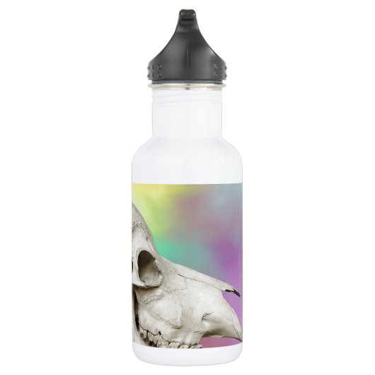 Buffelschedel op Waterverf achtergrond Waterfles (Rechts)