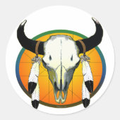 buffelschedel ronde sticker (Voorkant)