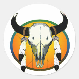 buffelschedel ronde sticker