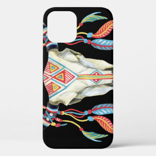 Buffelschedel: Waterverf zwarte achtergrond. Case-Mate iPhone Case