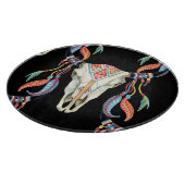 Buffelschedel: Waterverf zwarte achtergrond. Snijplank (Hoek)