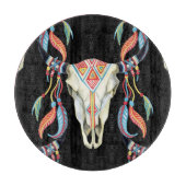 Buffelschedel: Waterverf zwarte achtergrond. Snijplank (Voorkant)