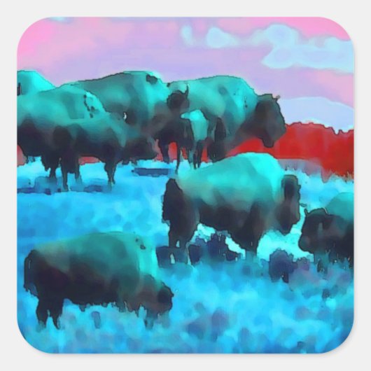 Buffelten Vierkante Sticker (Voorkant)