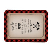 Buffeltoonmonogrammen plus de datum bewaren magneet (Horizontaal)