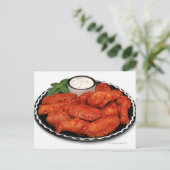 Buffelvleugels met blauwe kaas briefkaart (Staand voorkant)