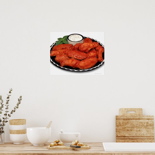 Buffelvleugels met blauwe kaas poster (Keuken)