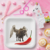 Buffelvleugels met chili peper papieren bordje (Feest)