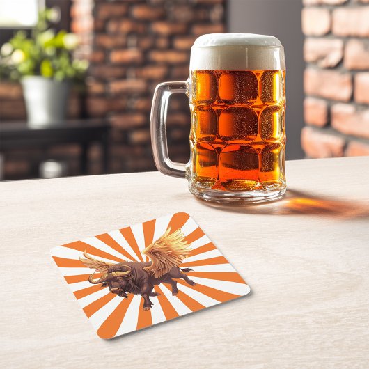 Buffelvleugels met Oranje Starburst Kartonnen Onderzetters