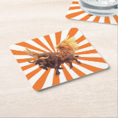 Buffelvleugels met Oranje Starburst Kartonnen Onderzetters (Schuin)