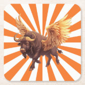 Buffelvleugels met Oranje Starburst Kartonnen Onderzetters (Voorkant)