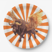 Buffelvleugels met Oranje Starburst Papieren Bordje (Voorkant)