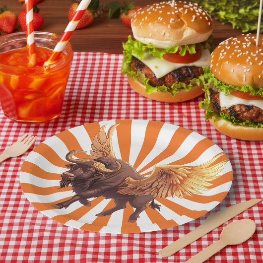 Buffelvleugels met Oranje Starburst Papieren Bordje