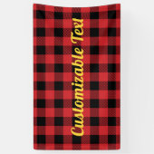 Buffelvormig kerstpatroon rood zwart spandoek (Verticaal)