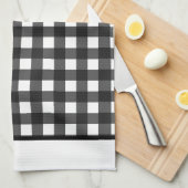 Buffelzwarte en witte keukenhanddoek (Quarter Fold)