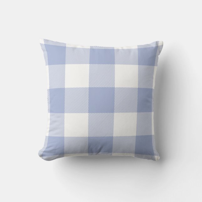 Bufferblauw Rustige Buffalo Check Pattern Periwink Kussen (Voorkant)