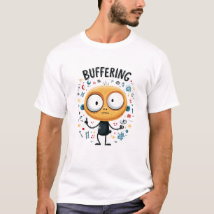 Bufferende Grappige Gele Alien Karakter Cadeau T-shirt