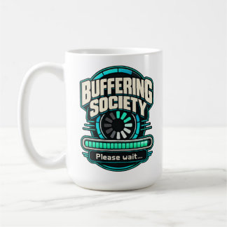 Bufferende Samenleving – Even Geduld Tech Humor Koffiemok