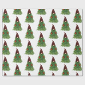 Bufferkoortsfeestdag met kerstbomen cadeaupapier (Vlak)