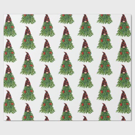 Bufferkoortsfeestdag met kerstbomen cadeaupapier (Vlak)