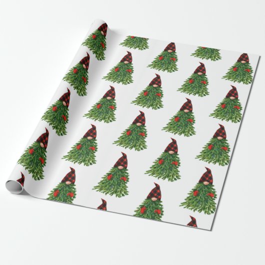 Bufferkoortsfeestdag met kerstbomen cadeaupapier (Uitgerold)