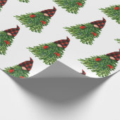 Bufferkoortsfeestdag met kerstbomen cadeaupapier (Hoek)