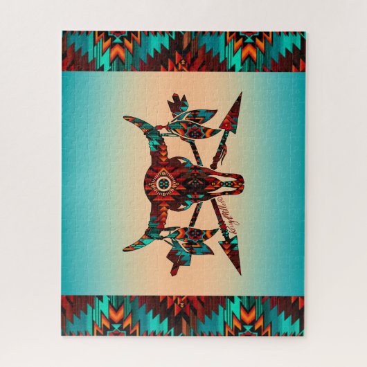 Bufferschedel en pijlen Jigzaag Puzzle Legpuzzel (Verticaal)