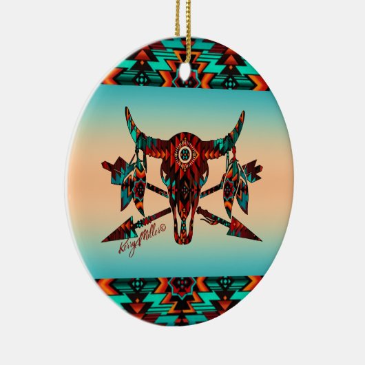 Bufferschedel en pijlen keramisch siermiddel keramisch ornament (Rechts)