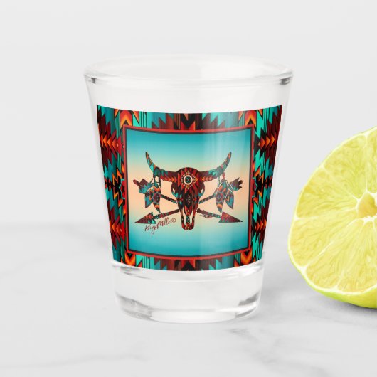 Bufferschedel en pijlen, warm glas (Voorkant)
