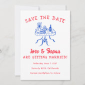 Buffet Diner Tafel Handgetekend Mooie Zoete Op Maa Save The Date (Voorkant)