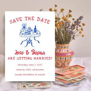 Buffet Diner Tafel Handgetekend Mooie Zoete Op Maa Save The Date