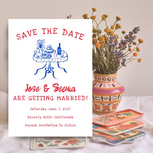 Buffet Diner Tafel Handgetekend Mooie Zoete Op Maa Save The Date