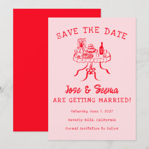 Buffet Diner Tafel Handgetekend Moppig Zoet Op Maa Save The Date