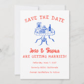 Buffet Dinner Table Hand getrokken Schattigee aang Save The Date (Voorkant)