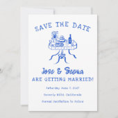 Buffet Dinner Table Hand getrokken Schattigee aang Save The Date (Voorkant)