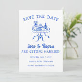 Buffet Dinner Table Hand getrokken Schattigee aang Save The Date (Staand voorkant)