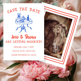 Buffet Dinner Table Hand getrokken Schattigee aang Save The Date