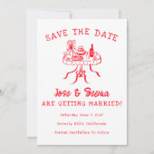 Buffet Dinner Table Hand getrokken Schattigee aang Save The Date (Voorkant)