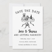 Buffet Dinner Table Hand getrokken Schattigee Swee Save The Date (Voorkant)