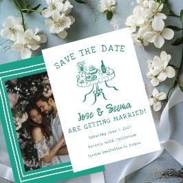 Buffet Dinner Table Hand getrokken Sweet Custom Ph Save The Date
