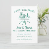Buffet Dinner Table Hand getrokken Sweet Custom Ph Save The Date (Staand voorkant)