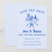 Buffet Eettafel Handgetekend Knuffelig Zoet Op Maa Save The Date (Voorkant / Achterkant)