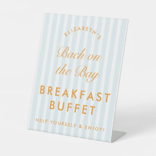 Buffet Menu Blauw & Sinaasappel Bachelorette Reclamebord Met Voetstuk