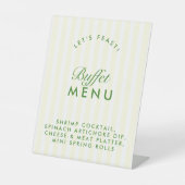 Buffet Menu Retro Groen & Geel Meisjesuitgans Reclamebord Met Voetstuk (Voorkant)