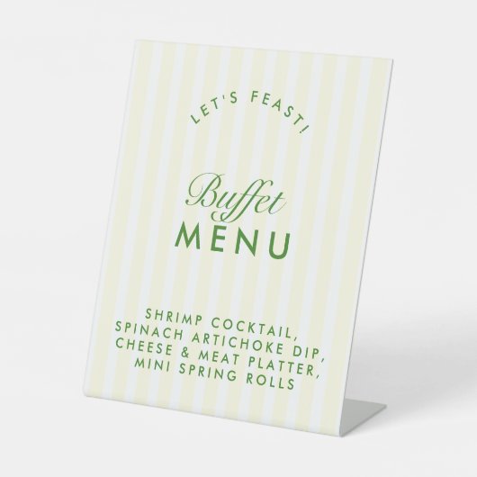 Buffetmenu Retro Groen & Geel Meisjesuitje Reclamebord Met Voetstuk (Voorkant)